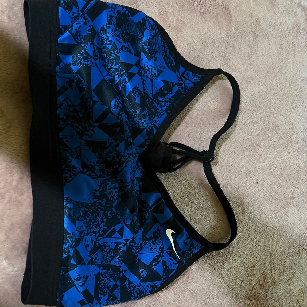 Nike Geometric Blue and Black Sports Bra